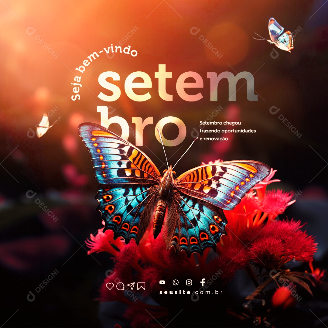 Bem Vindo Setembro Chegou Trazendo Oportunidades e Renovação Social Media PSD Editável