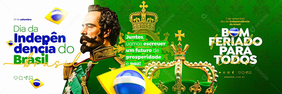 Carrossel Dia Da Independência do Brasil Juntos Vamos Escrever um Futuro Social Media PSD Editável
