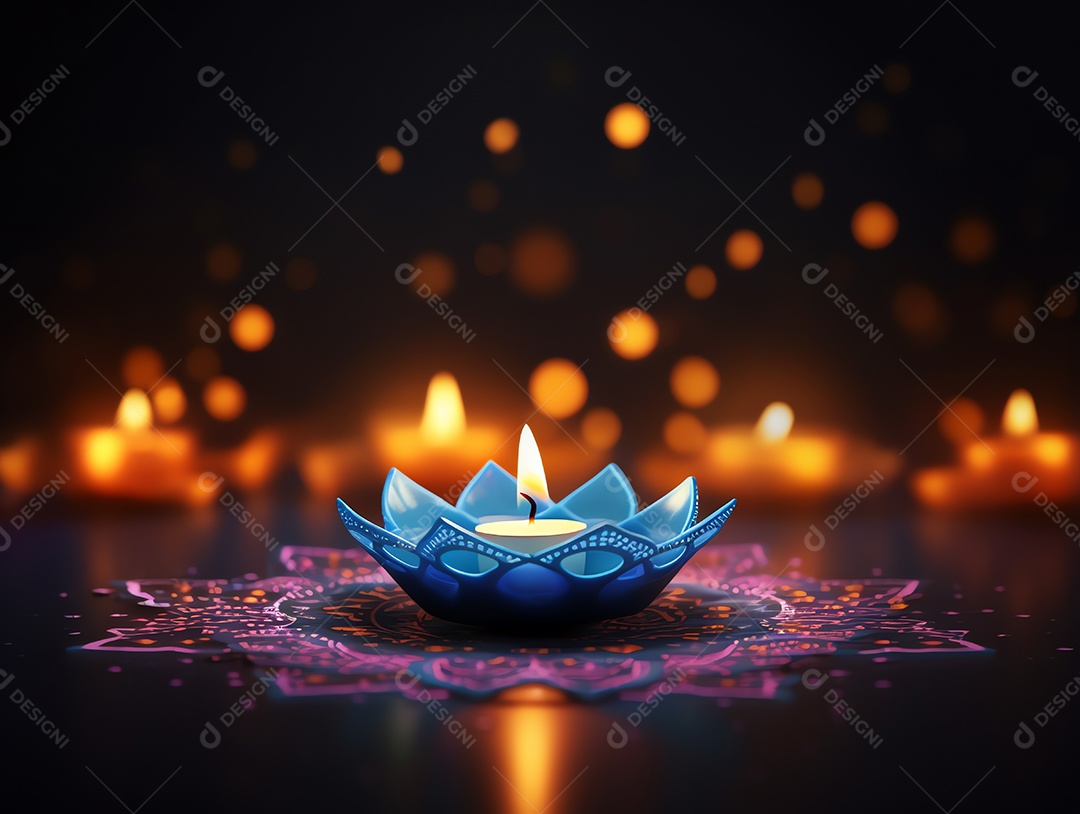 Feliz festival de Diwali de fundo de celebração de férias de luzes, design de ilustração