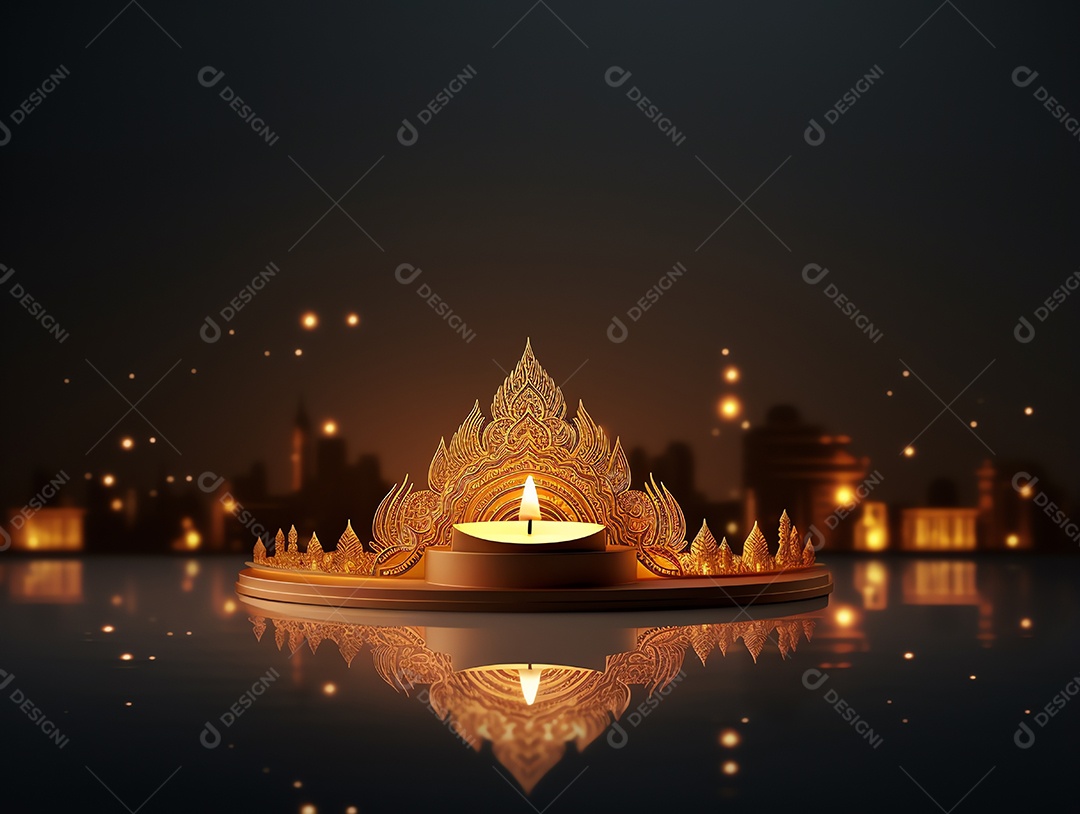 Feliz festival de Diwali de fundo de celebração de férias de luzes, design de ilustração