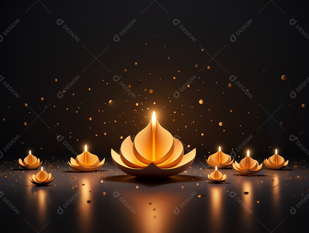 Feliz festival de Diwali de fundo de celebração de férias de luzes, design de ilustração