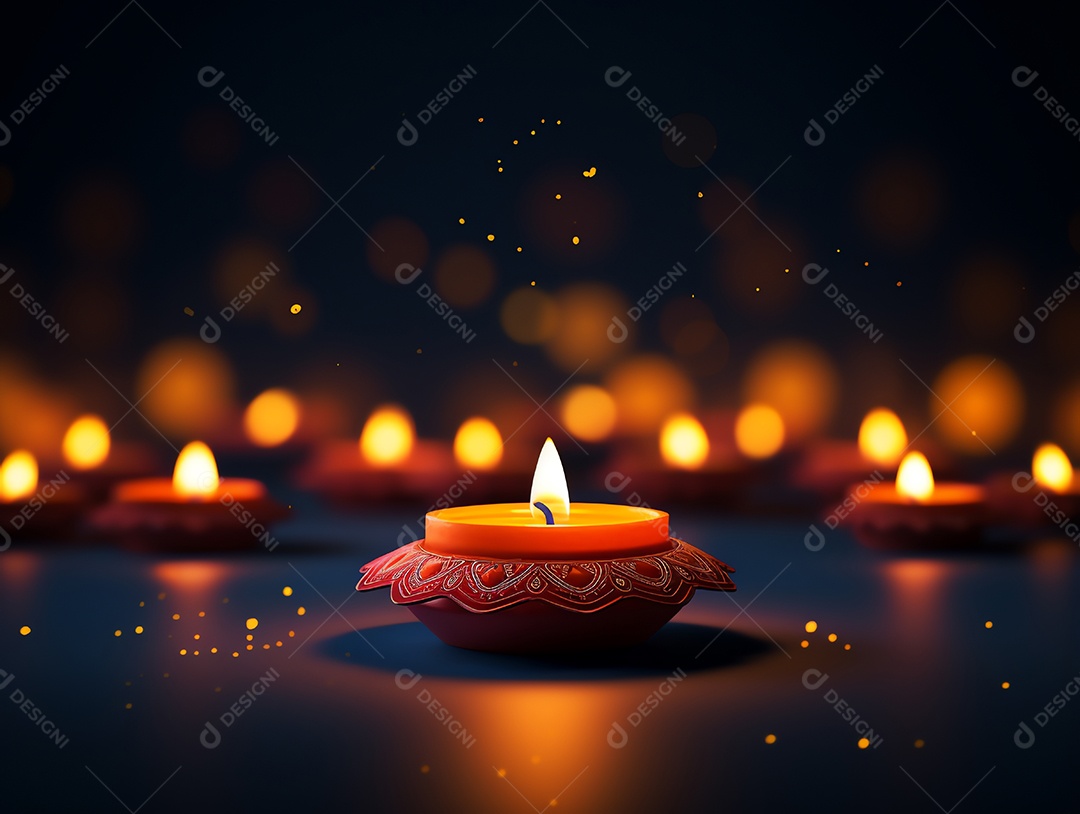 Feliz festival de Diwali de fundo de celebração de férias de luzes, design de ilustração