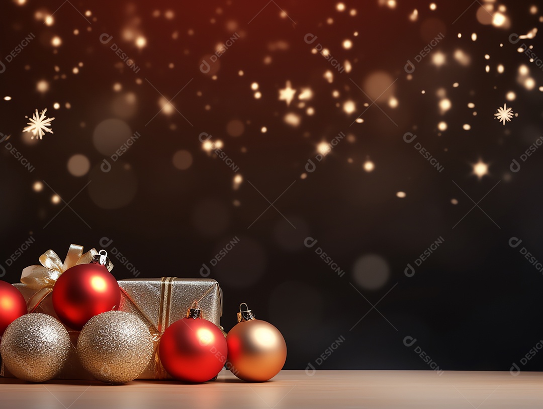 Enfeites de Natal e fundo estrela com férias de espaço de cópia e conceito de feliz ano novo