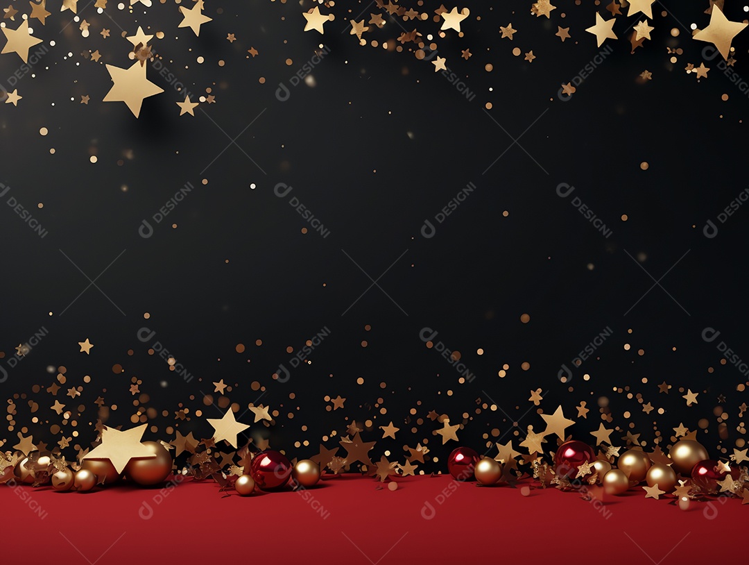 Enfeites de Natal e fundo estrela com férias de espaço de cópia e conceito de feliz ano novo