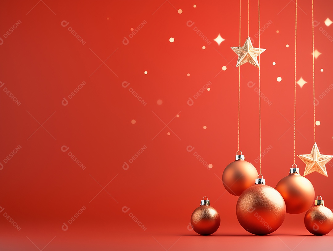 Enfeites de Natal e fundo estrela com férias de espaço de cópia e conceito de feliz ano novo