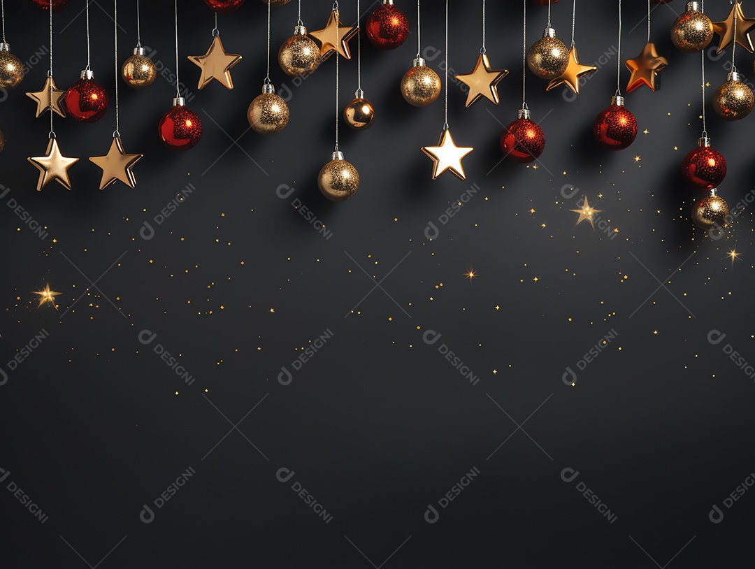 Enfeites de Natal e fundo estrela com férias de espaço de cópia e conceito de feliz ano novo