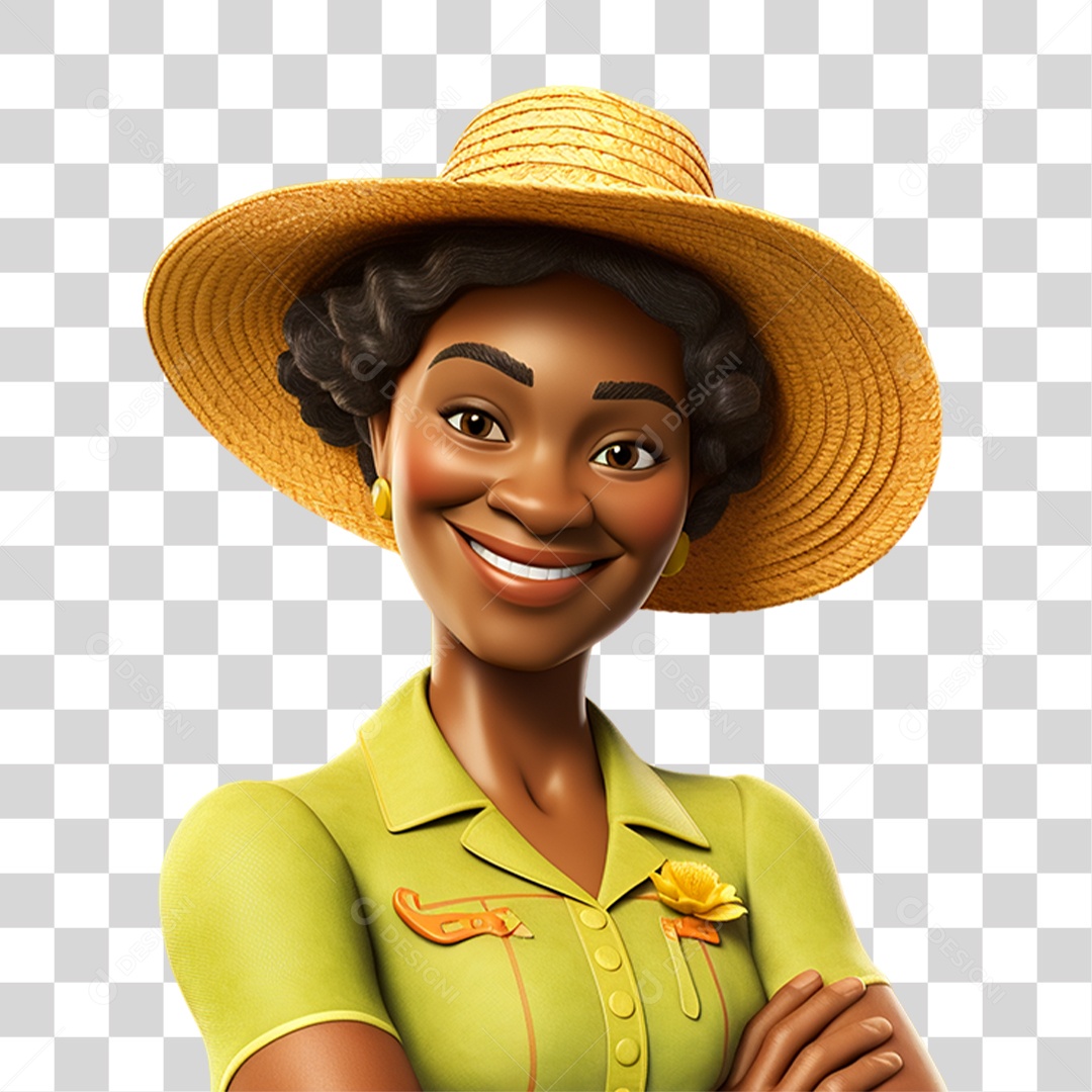 Mulher Fazendeira em Desenho Animado PNG Transparente