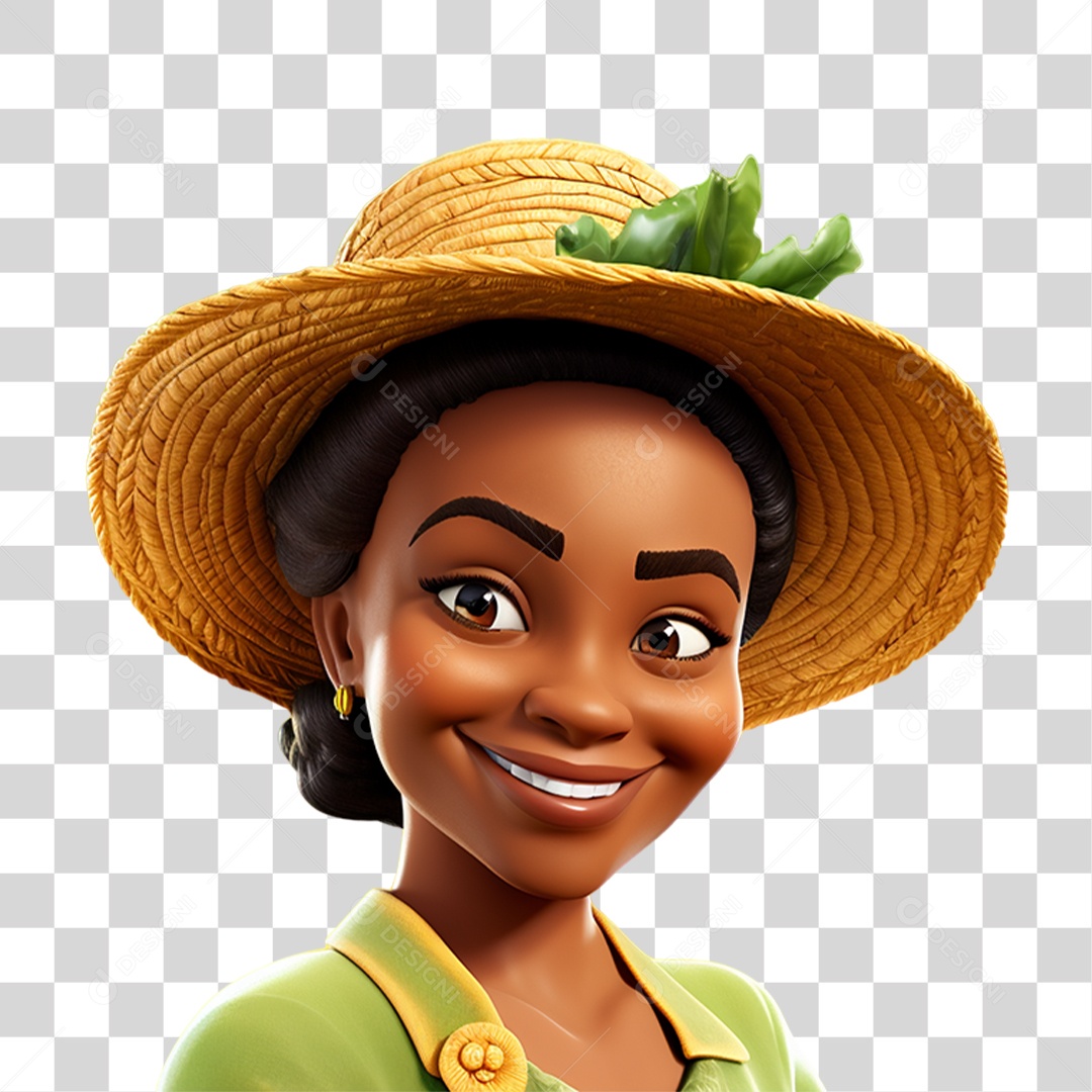 Mulher Fazendeira em Desenho Animado PNG Transparente