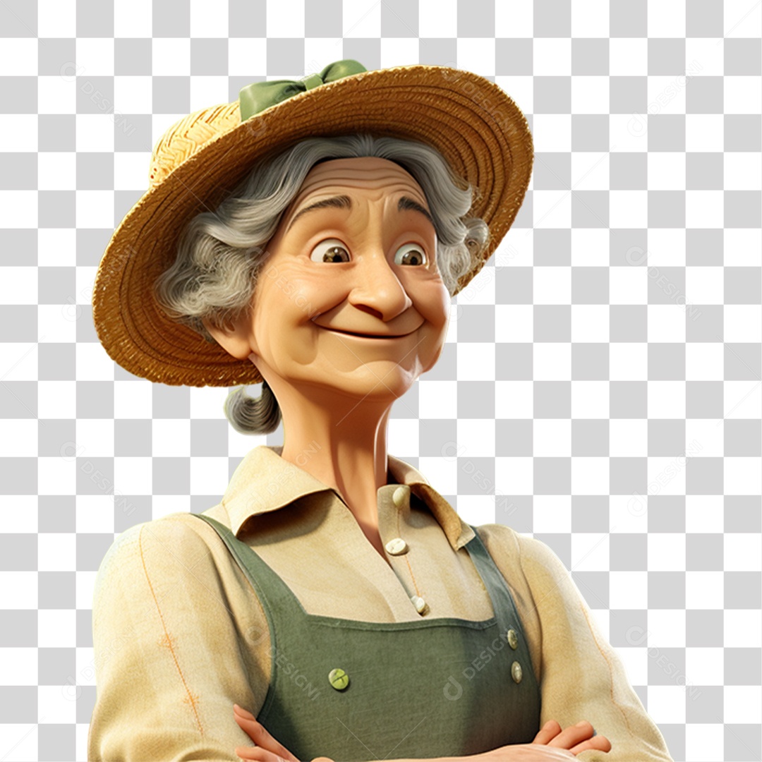 Mulher Fazendeira em Desenho Animado PNG Transparente