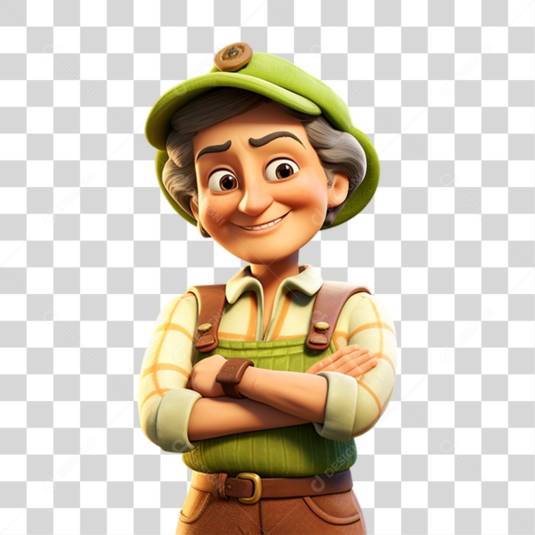 Mulher Fazendeira em Desenho Animado PNG Transparente