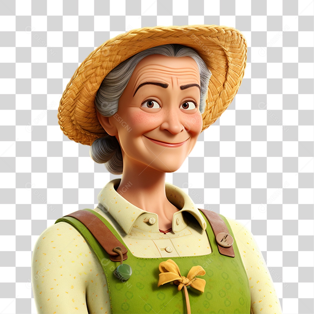 Mulher Fazendeira em Desenho Animado PNG Transparente