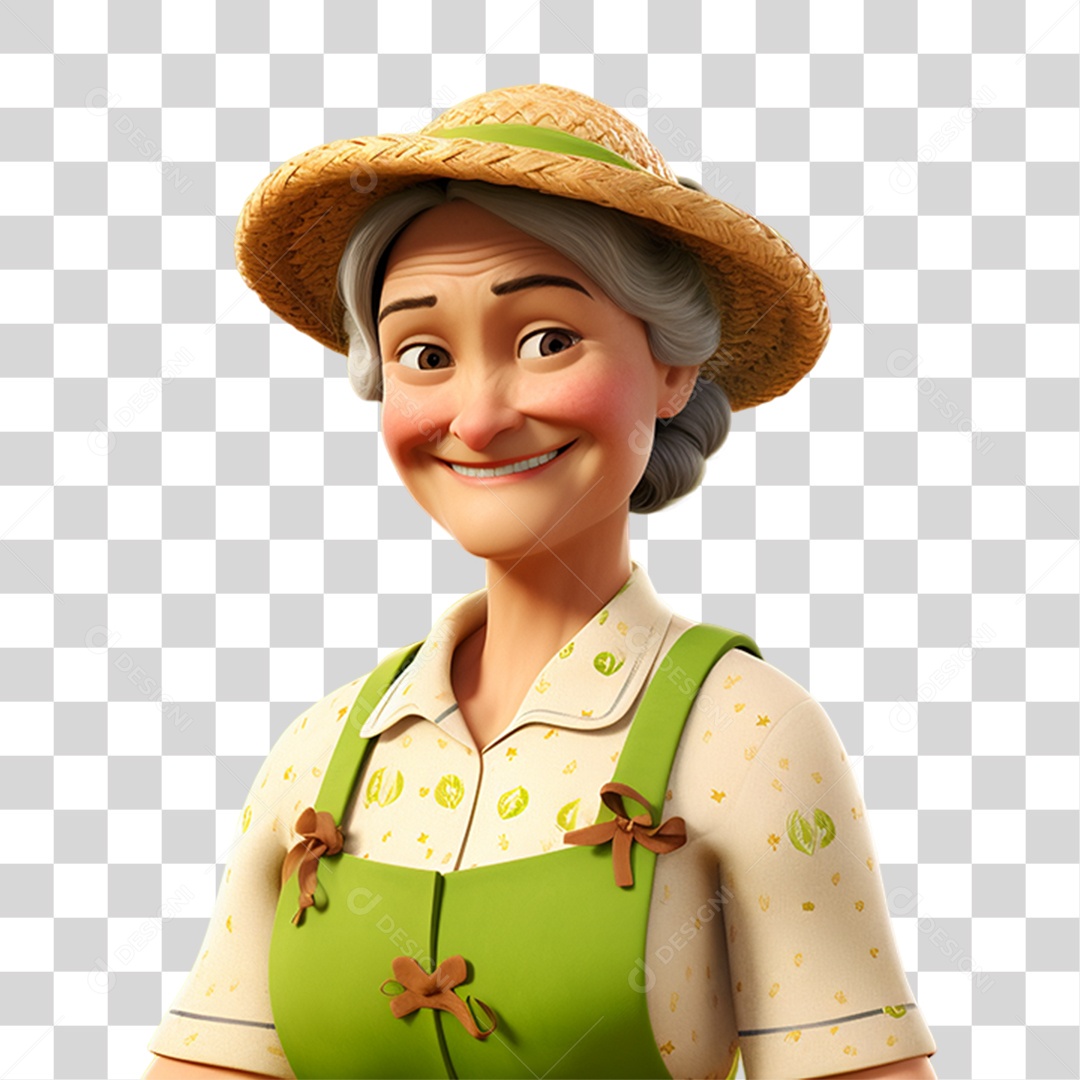 Mulher Fazendeira em Desenho Animado PNG Transparente