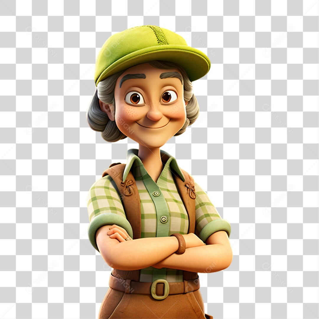 Mulher Fazendeira em Desenho Animado PNG Transparente