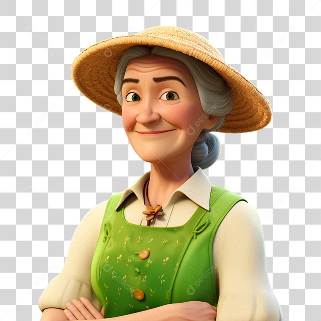 Mulher Fazendeira em Desenho Animado PNG Transparente