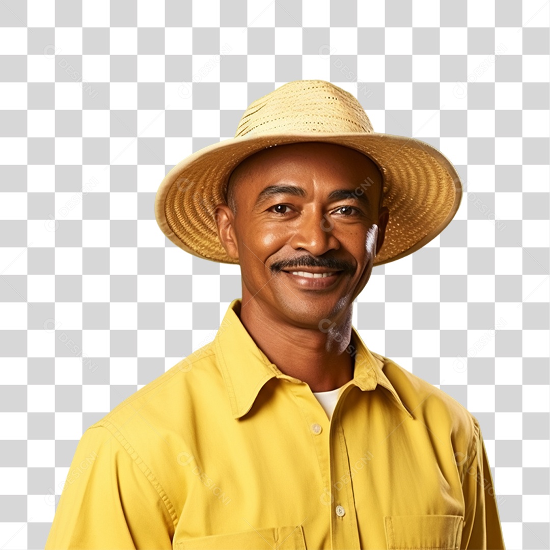 Homem de Chapéu de Palha PNG Transparente
