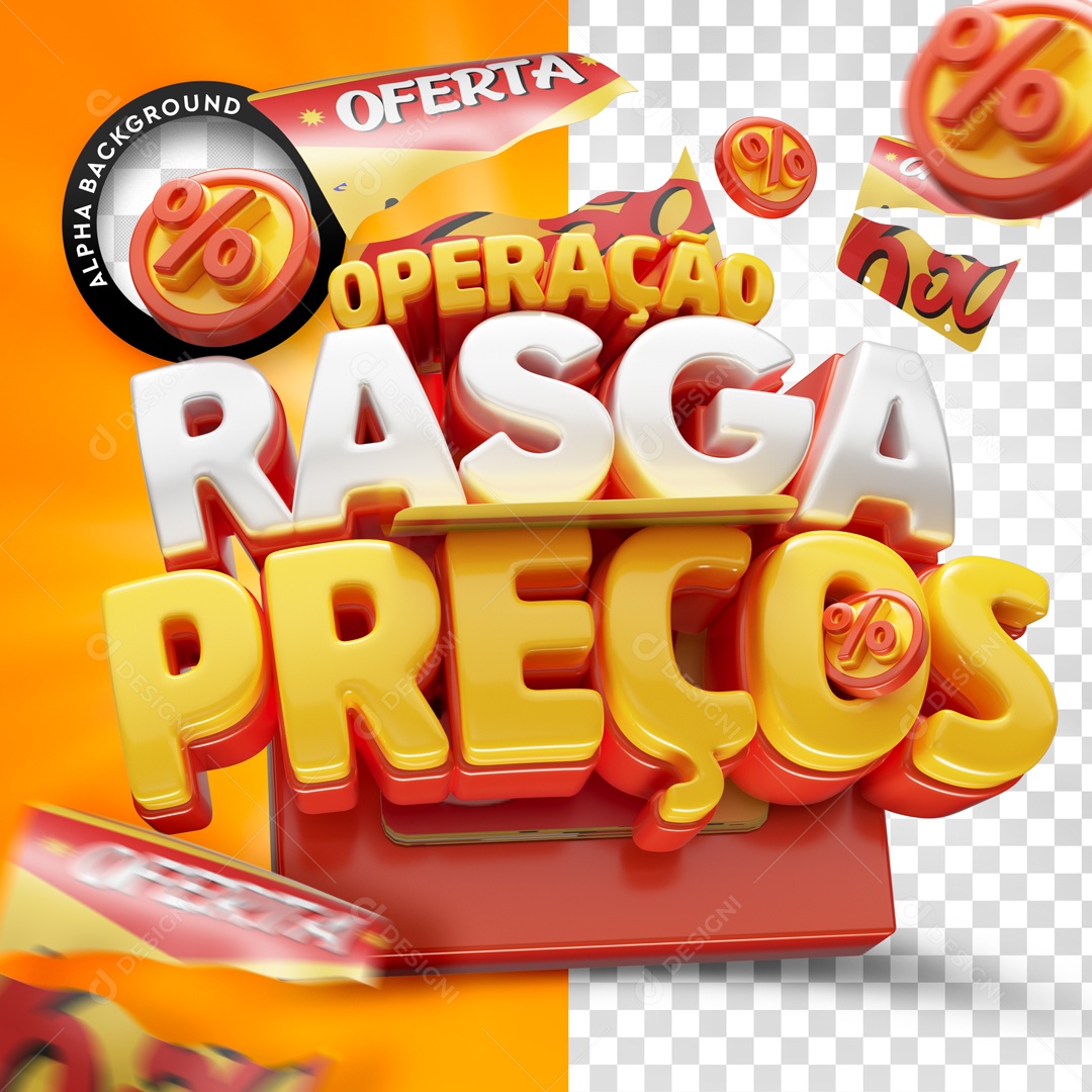 Selo 3D Operação Rasga Preços Para Composição PSD