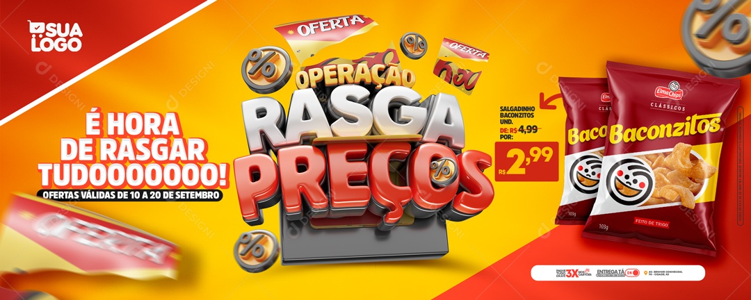 Banner Operação Rasga Preços Supermercado Social Media PSD Editável