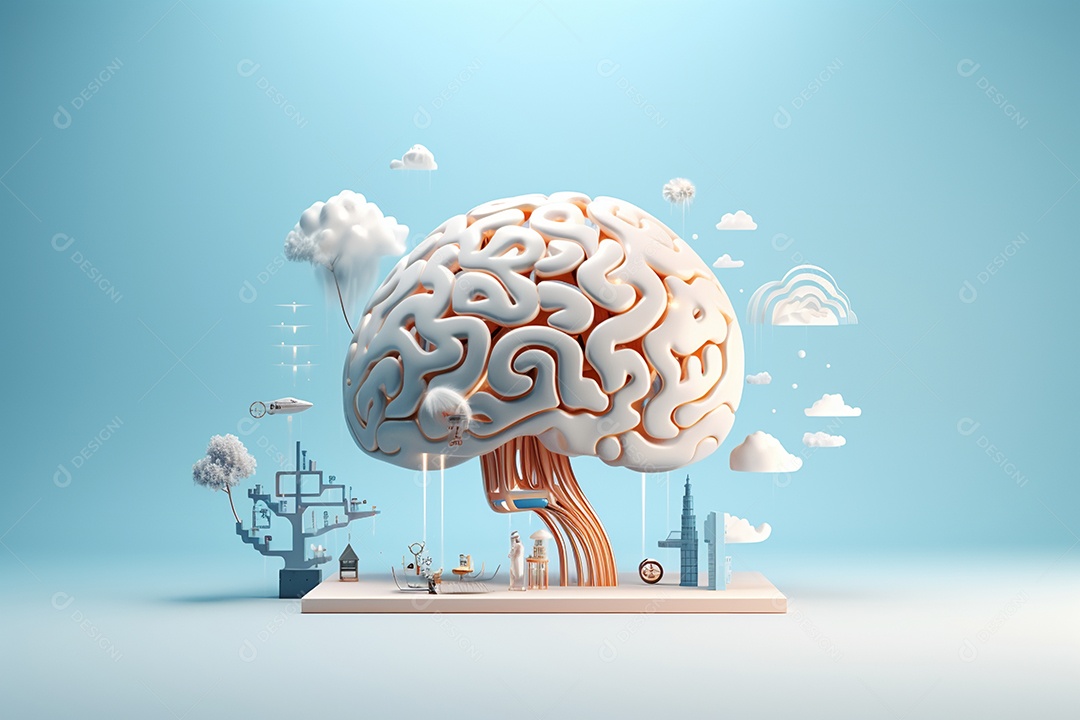 Ilustração de cérebro, conceito de psicologia