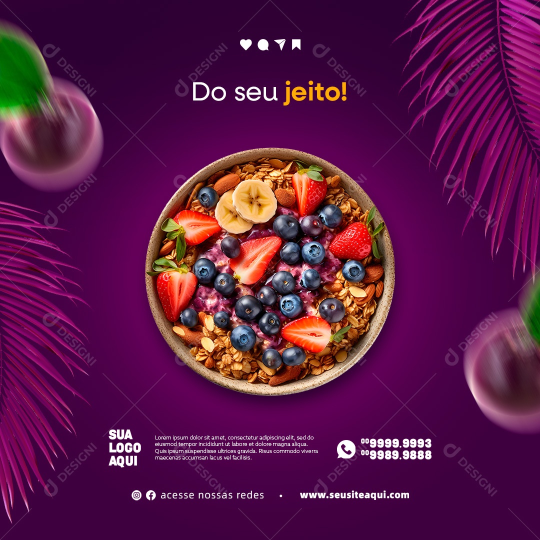 Açaiteria Do Seu Jeito Açaí Social Media PSD Editável