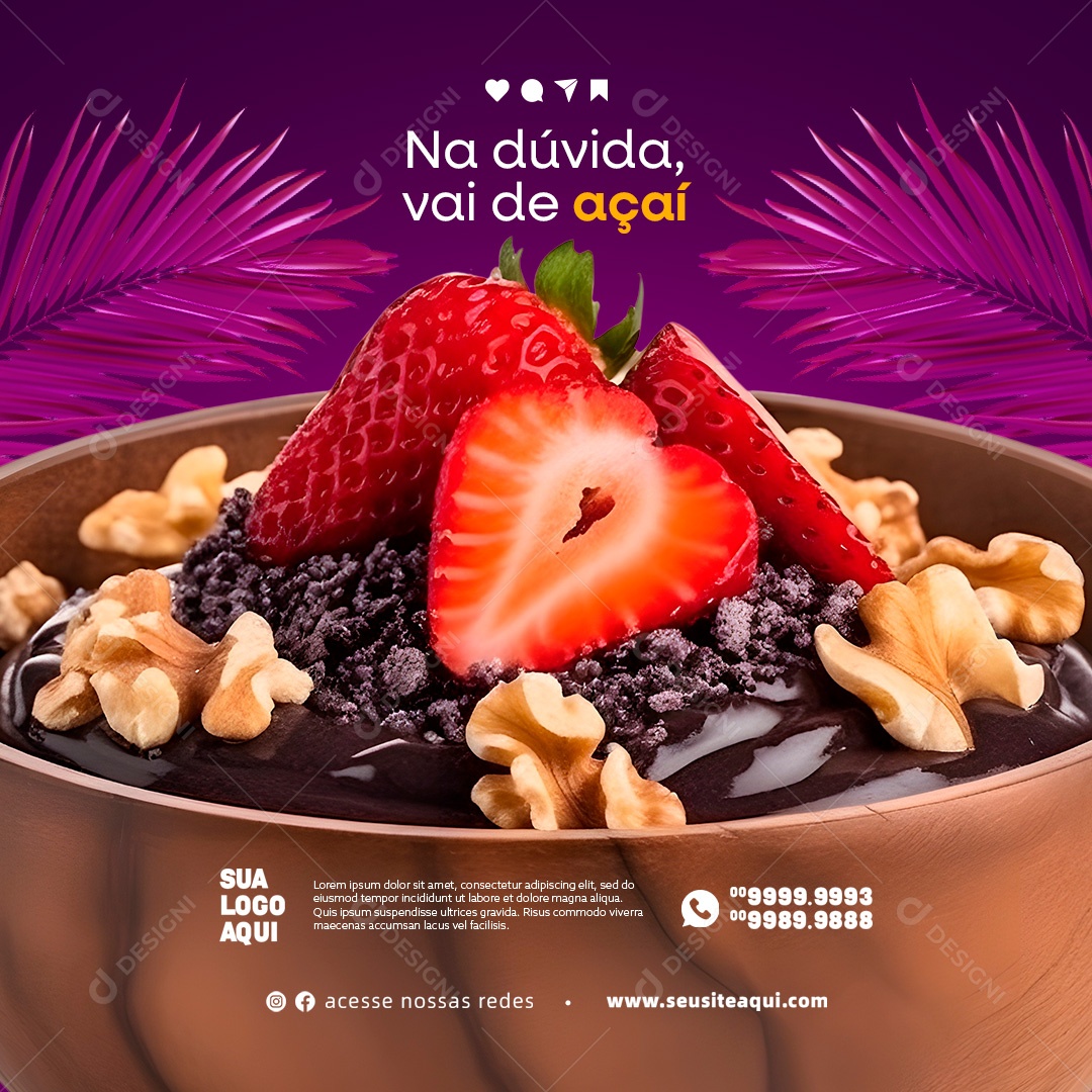 Social Media Açaiteria Na Dúvida vai de Açaí PSD Editável