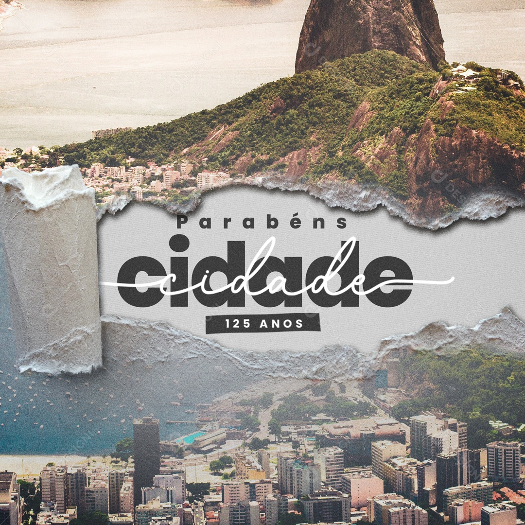 Parabéns Cidade 125 Anos Aniversário Social Media PSD Editável