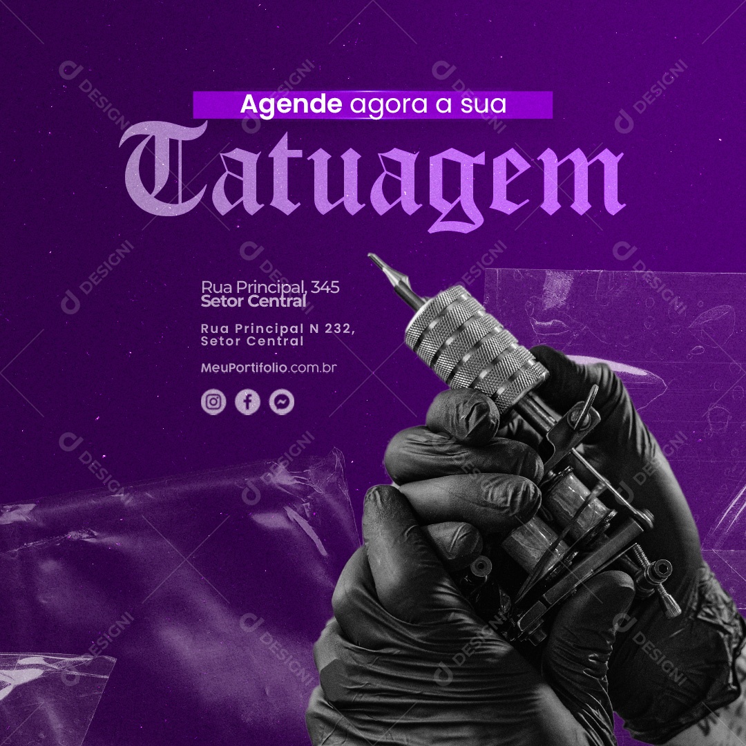 Agende Agora a sua Tatuagem Social Media PSD Editável