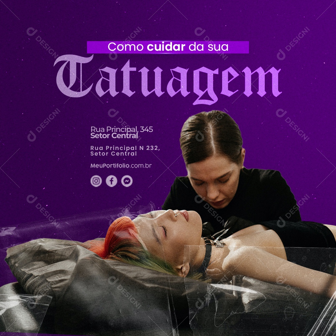 Como Cuidara da sua Tatuagem Social Media PSD Editável