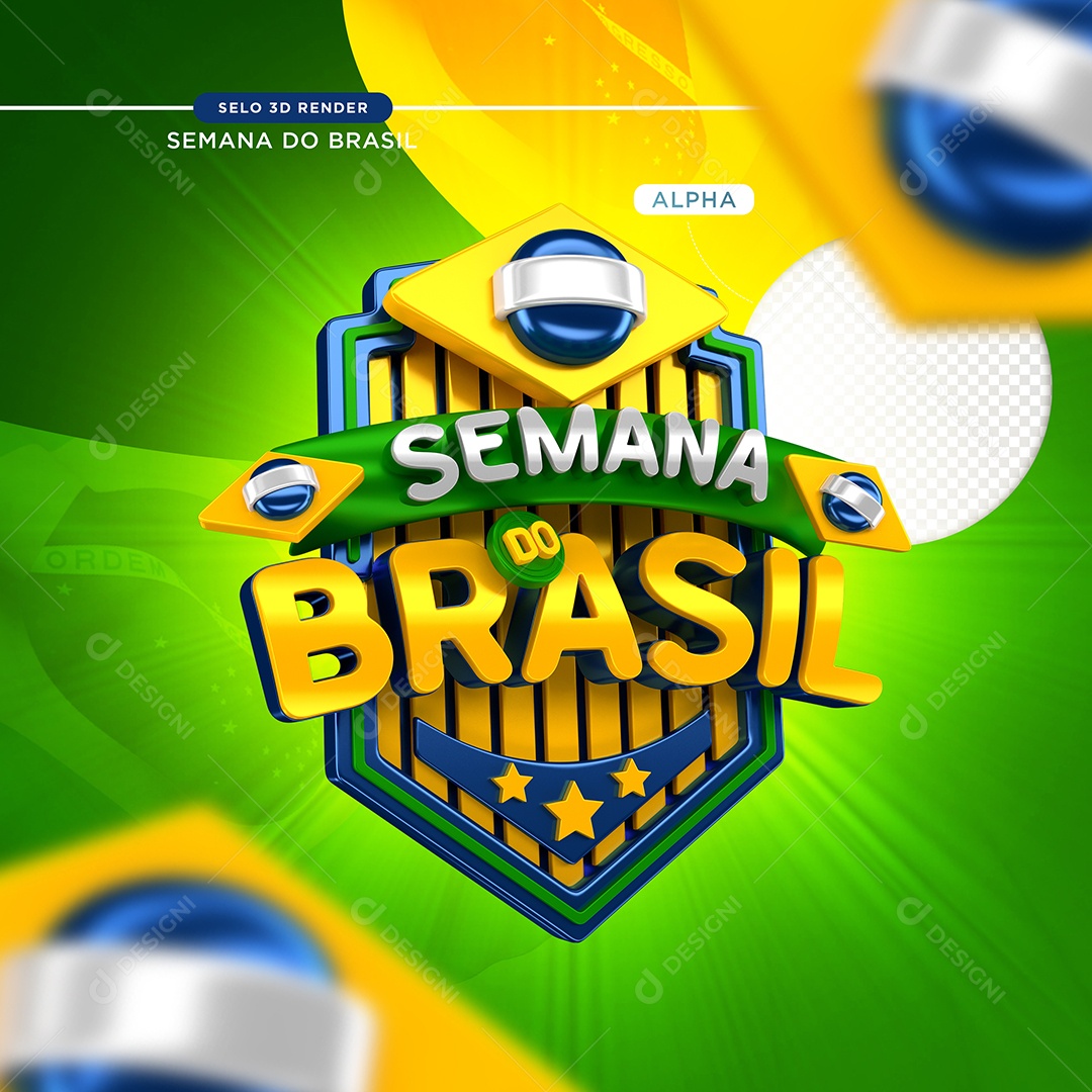 Semana Do Brasil Selo 3D Para Composição PSD
