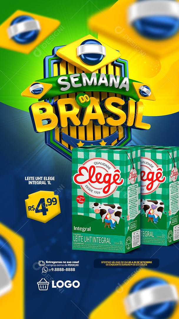 Social Media Story Semana Do Brasil Supermercado PSD Editável