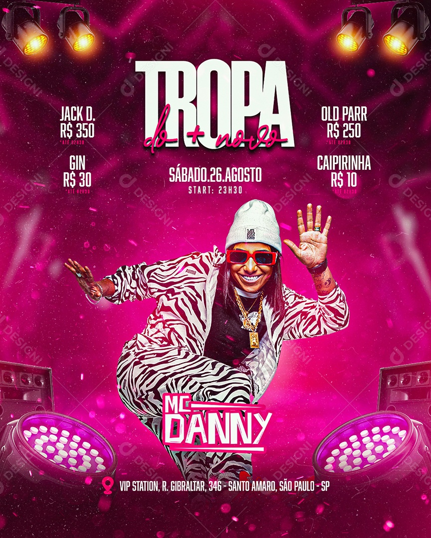 Flyer Mc Danny Tropa do + Novo Social Media PSD Editável
