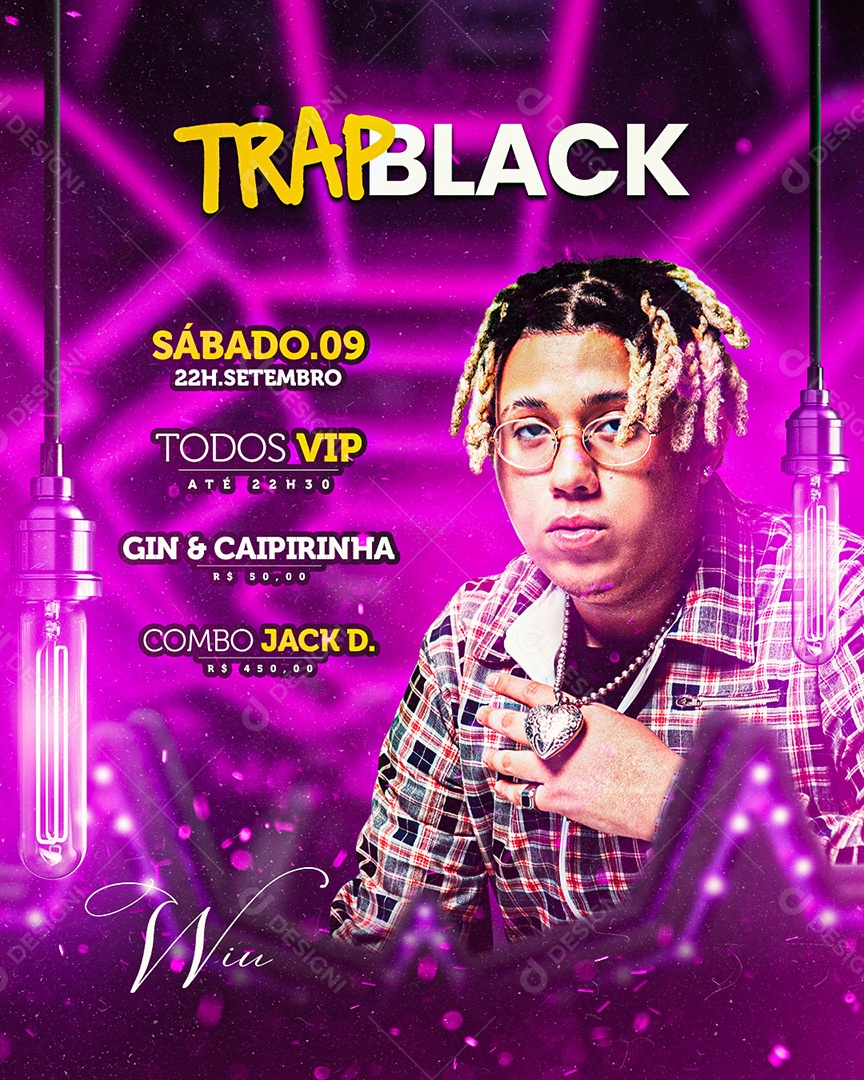 Flyer Wil Trap Black Social Media PSD Editável
