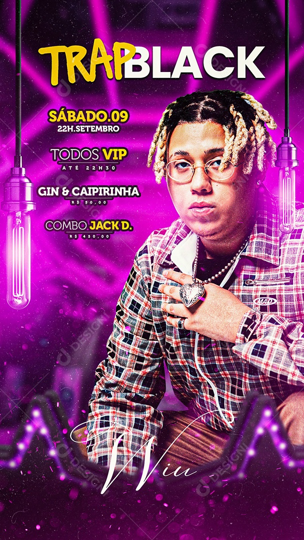 Story Flyer Wil Trap Black Social Media PSD Editável