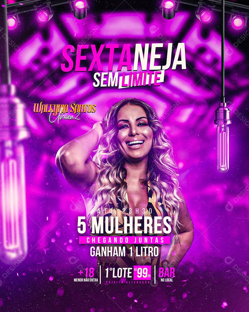 Flyer Walkyria Santos Sextaneja Social Media PSD Editável