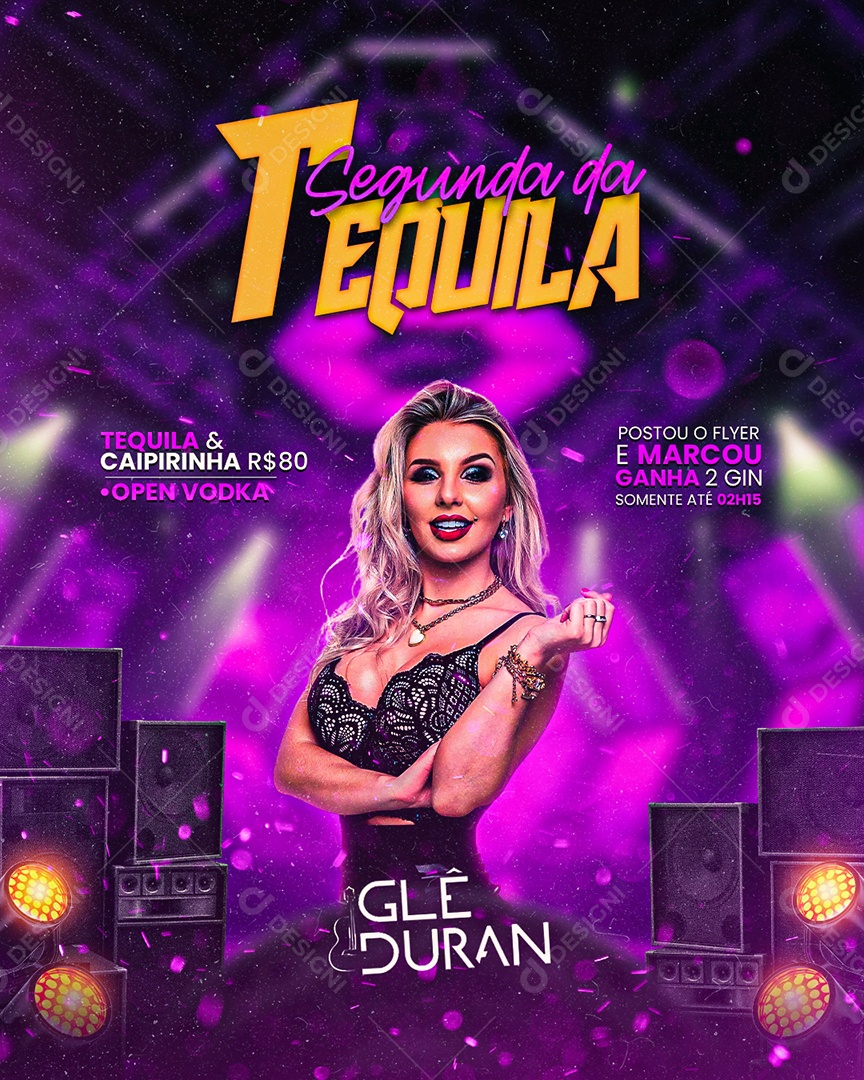 Flyer Glê Duran Segunda da Tequila Social Media PSD Editável