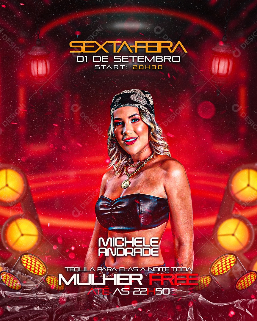 Flyer Michele Andrade Sexta Feira Social Media PSD Editável