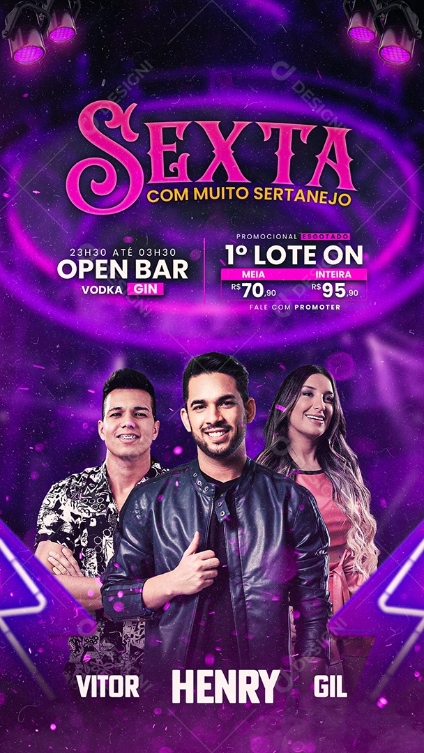 Story Flyer Vitor Fernandes Henry Freitas Gil Mendes Sexta Com Muito Sertanejo Social Media PSD Editável