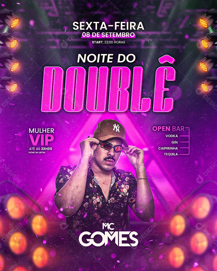 Flyer Mc Gomes Noite Do Doublê Social Media PSD Editável