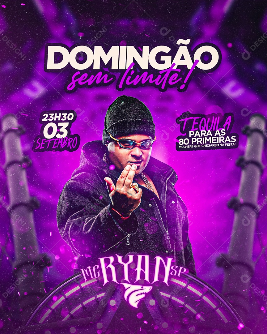 Flyer Mc Ryan SP Domingão Sem Limites Social Media PSD Editável