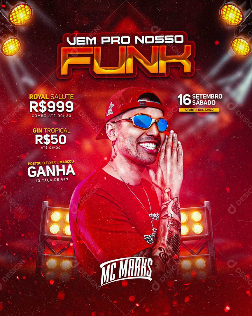 Flyer Mc Marks Vem Pro Nosso Funk Social Media PSD Editável
