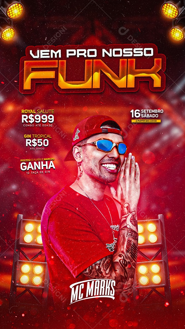 Story Flyer Mc Marks Vem Pro Nosso Funk Social Media PSD Editável