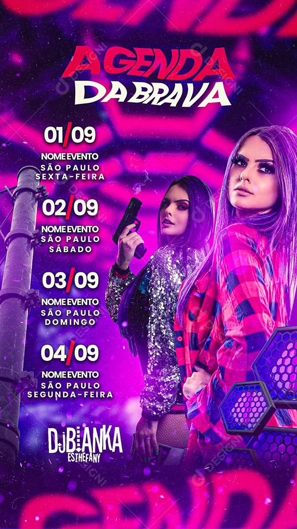 Story Flyer DJ Bianka Esthefany Agenda Da Brava Social Media PSD Editável