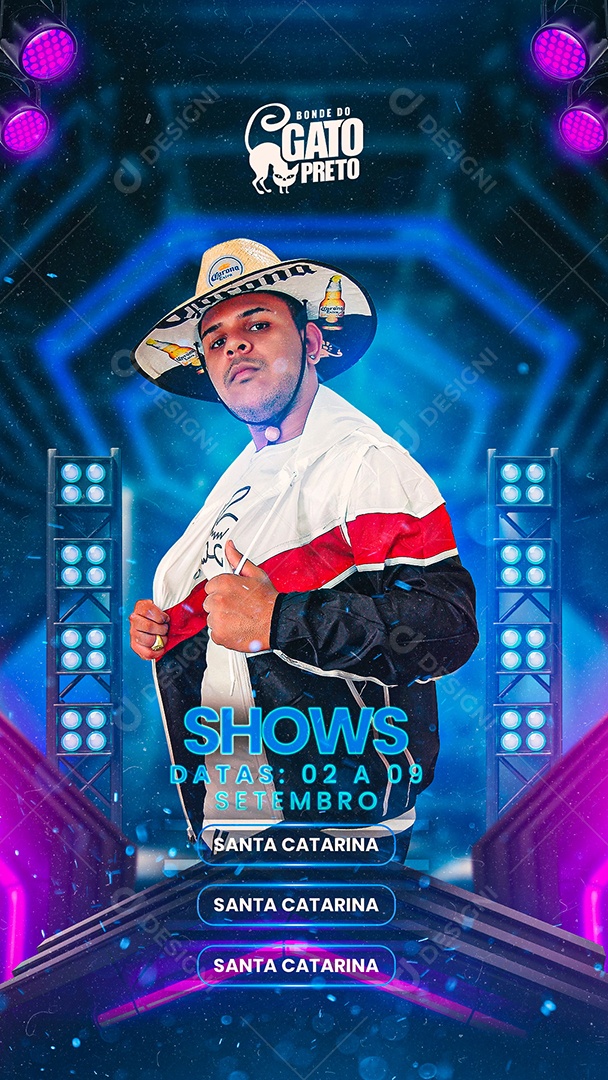 Story Flyer Bonde do Gato Preto Shows Social Media PSD Editável