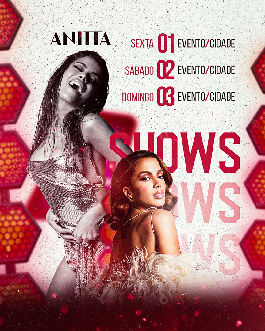 Flyer Anitta Próximos Shows Social Media PSD Editável