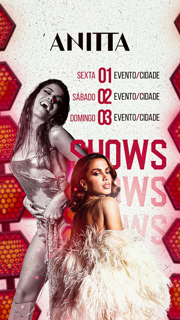 Story Flyer Anitta Próximos Shows Social Media PSD Editável