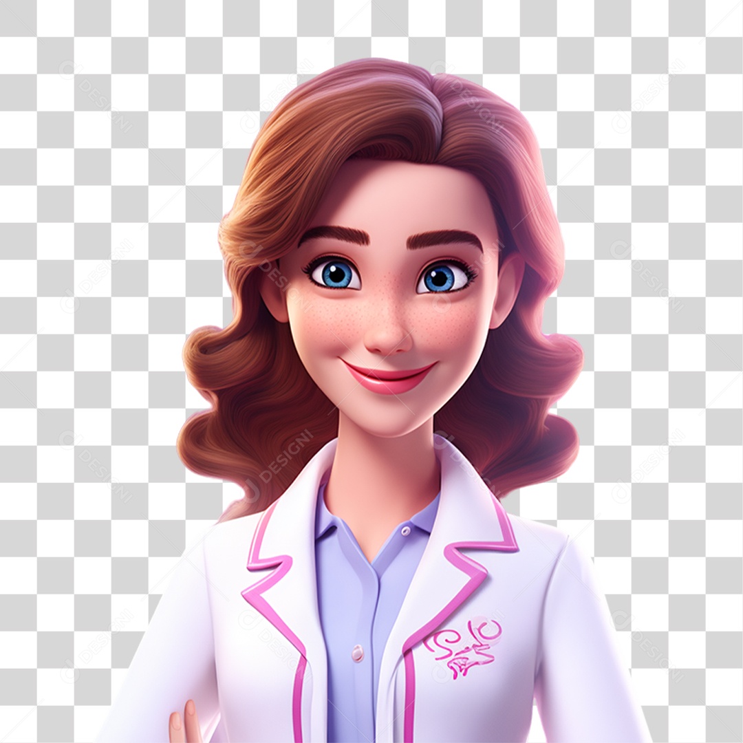 Conscientização do Outubro Rosa Mulher de Jaleco Doutora PNG Transparente