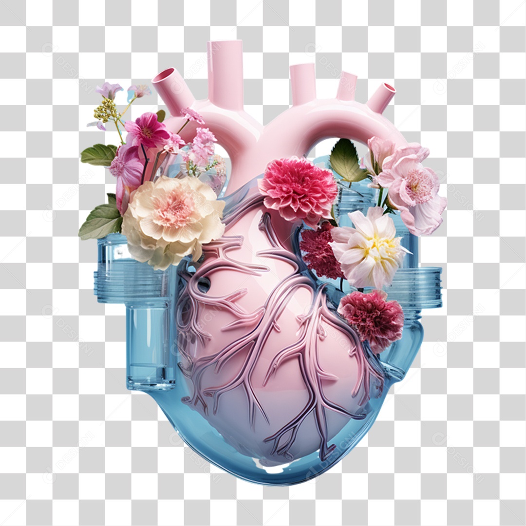 Conscientização do Outubro Rosa Coração Flores PNG Transparente