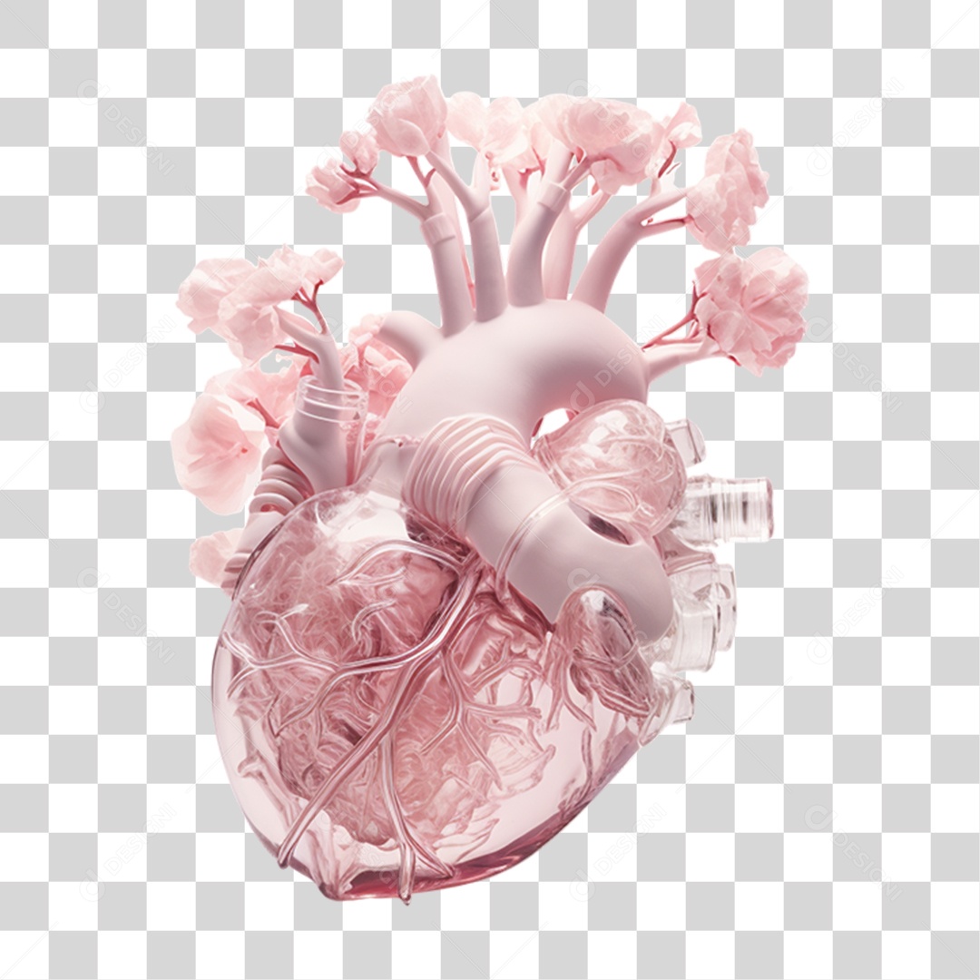 Conscientização do Outubro Rosa Coração Flores PNG Transparente