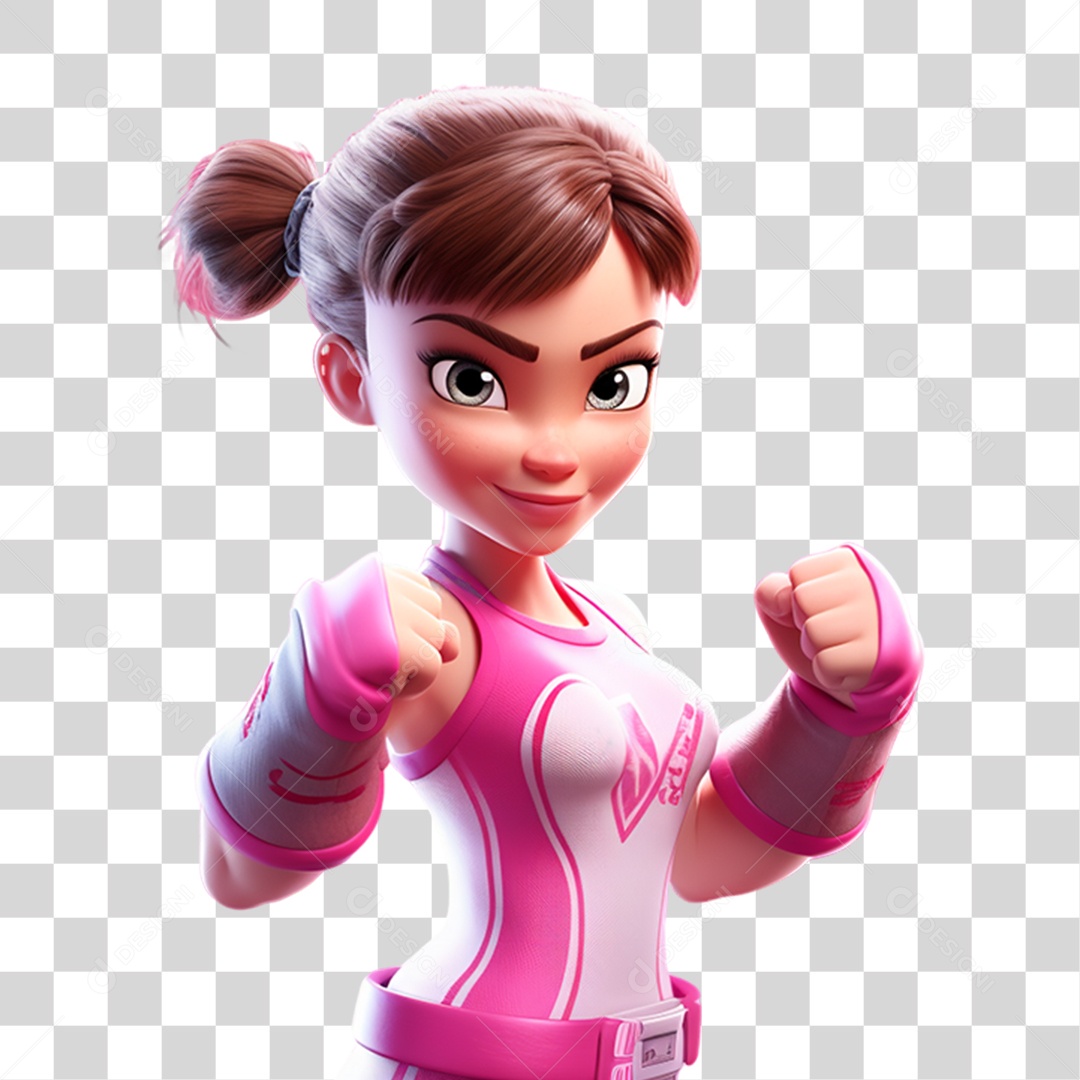 Conscientização do Outubro Rosa Mulher com Luvas de Boxe PNG Transparente