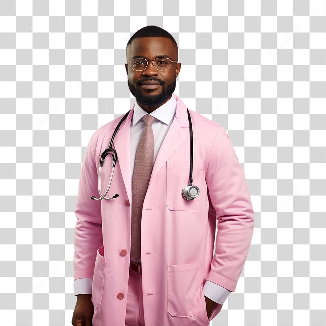 Conscientização do Outubro Rosa Homem de Jaleco Doutor PNG Transparente