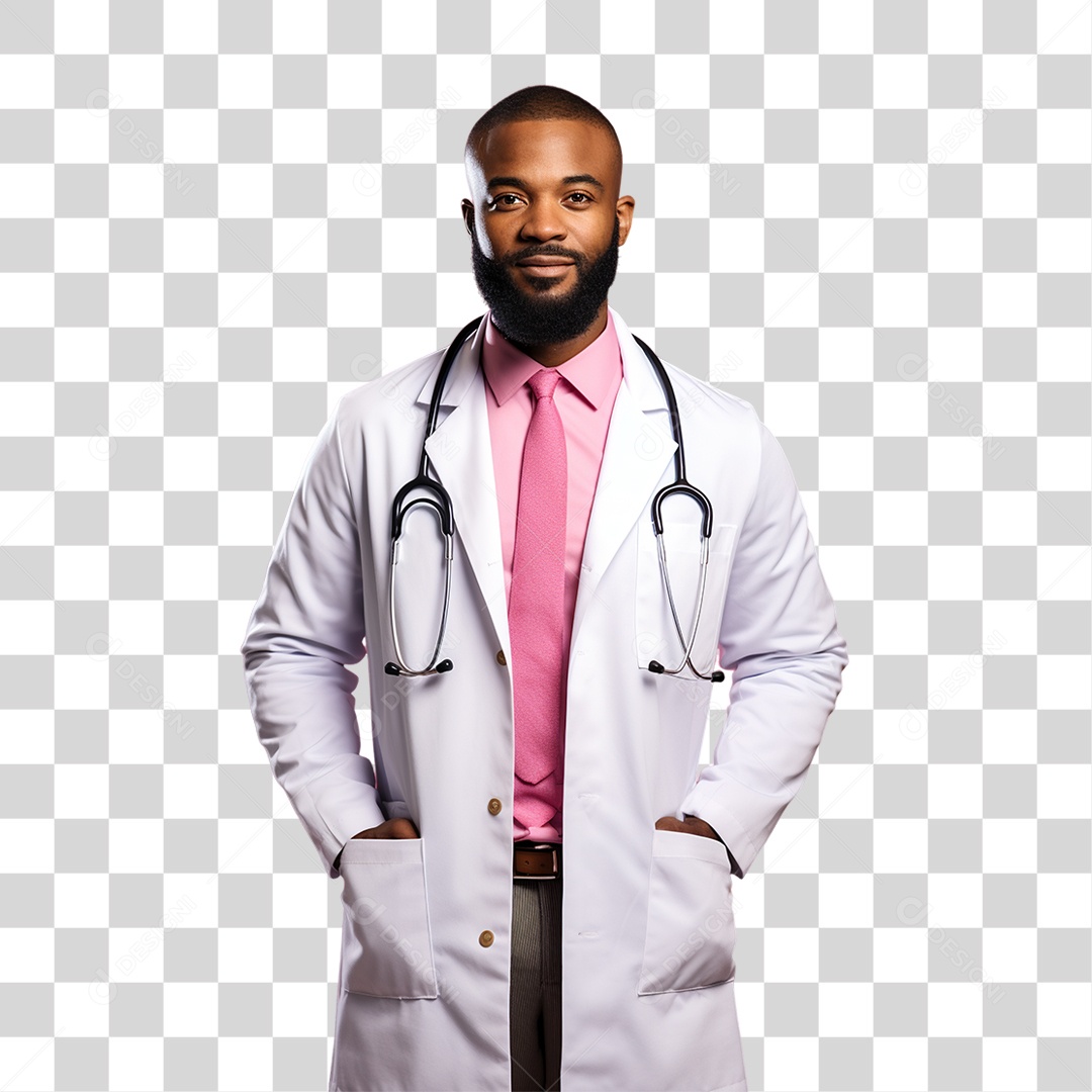 Conscientização do Outubro Rosa Homem de Jaleco Doutor PNG Transparente